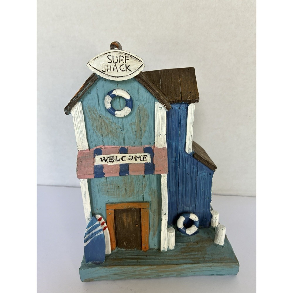 Surf Shack Coastal Beach House Nautical Cottage Decor Shelf‎ Accent Blue